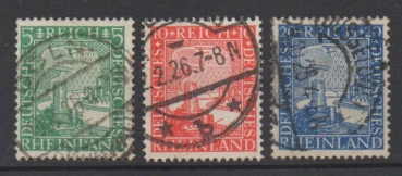 Michel Nr. 372 - 374, Rheinland gestempelt.